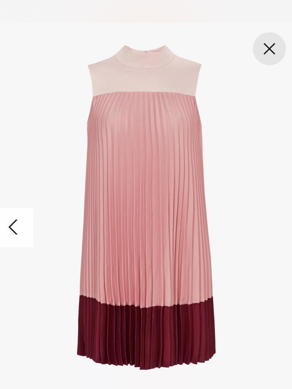 Ted Baker Pleated Mock-Neck Midi Dress in Blush, Pink and Wine